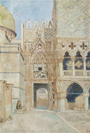 FILIPPO MOLA<BR>Civitavecchia (RM) 1849 - Brescie (BS) 1918<BR>"Scorcio veneziano"