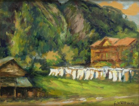 FELICE VELLAN<BR>Torino 1889 - 1976<BR>"Prè Saint-Didier" 1973