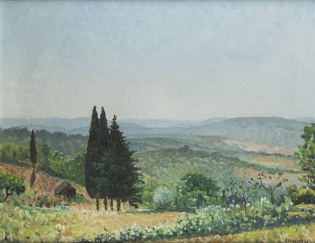 GIOVANNI COLACICCHI<BR>Anagni (FR) 1900 - 1993 Firenze<BR>"Paesaggio collinare"