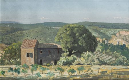GIOVANNI COLACICCHI<BR>Anagni (FR) 1900 - 1993 Firenze<BR>"Casolare di campagna"