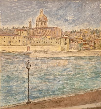 MANTOVANI SERGIO Milano (Mi) 1904 Firenze Lungarno Mista su cartone...