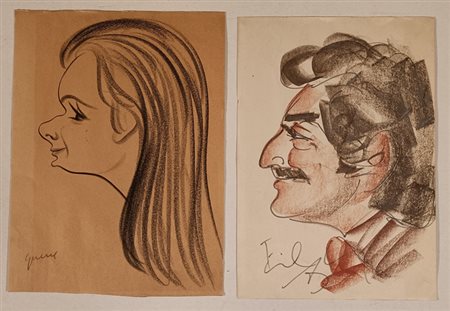 FIRMA INDECIFRATA N.D. ( -) 1900 Caricatura Miste su carta 33,00x48,00 La...