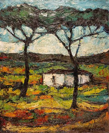 FICARA FRANZ Reggio Calabria (Rc) 1926 Senza titolo 1959 Olio su cartone...