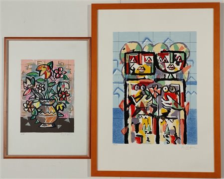 KODRA IBRAHIM Ishëm (Albania) 1918 Senza titolo Serigrafia su carta...