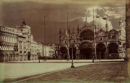 Carlo Naya (1816-1882)  - Venezia, Basilica di S. Marco e orologio, 1870s