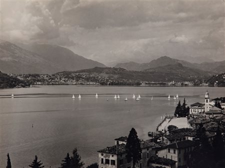 Schiefer (XX sec.)  - Campione d'Italia sul bacino centrale del Ceresio. Nell'opposta sponda, Lugano, 1940s/1950s