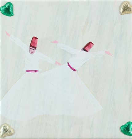 Aldo Mondino (Torino, 1938 - Torino, 2005) Dervishi 2001 Olio e applicazioni...