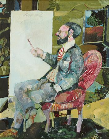 Antonio Possenti (Lucca, 1933 - Lucca, 2016) Un pittore Olio su tavola cm...