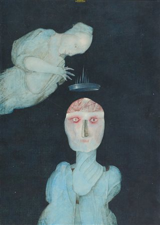 Armodio (Piacenza, 1938) L'incoronazione 1975 Tempera su tavola cm. 70x50...