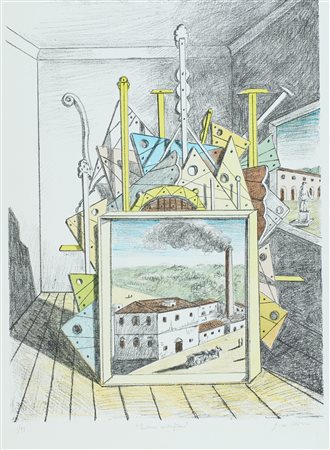 Giorgio De Chirico (Volos, 1888 - Roma, 1978) Interno metafisico 1969...