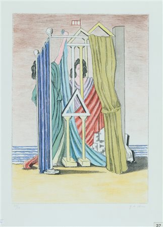 Giorgio De Chirico (Volos, 1888 - Roma, 1978) Le Vestali 1976 Litografia a 6...