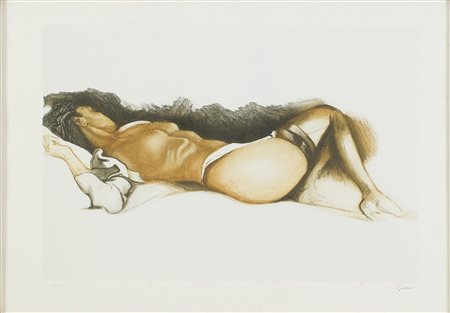Renato Guttuso (Bagheria (Pa), 1912 - Roma, 1987) Nudo Acquaforte e...