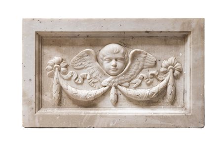 Coppia di marmi con volto di angelo 70x42 cm