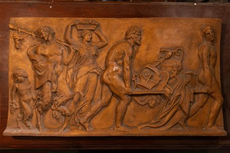 Altorilievo in cotto di Sicilia con scena neoclassica, XX secolo 90x50 cm...