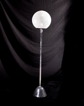 Piantana, Anni '70 145 cm In acciaio e boccia in vetro