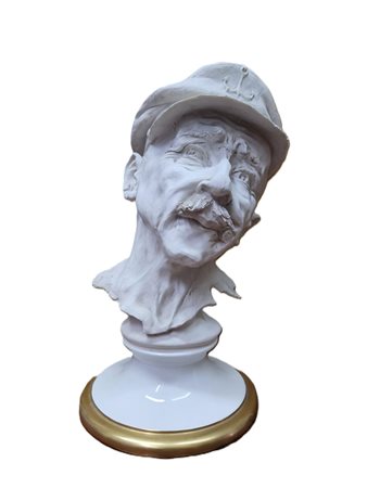 Volto di marinaio Capodimonte, in stucco caulino e base in porcellana bianca...