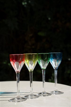 Set di 4 bicchieri Saint Louis modello Bristol, XX secolo 21,5x8 cm...