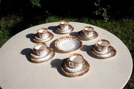 Set inglese da thè per 6, Fine XIX secolo 6 Tazzine con piattino dolci,...