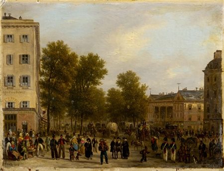 Carlo Canella "Les bains chinois, Boulevard des Italiens. Parigi" 1826olio su c