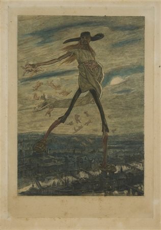 Da Felicien Rops

"Satan semant l'Ivraie" 
incisione a colori (cm 25,5x17,5)
st