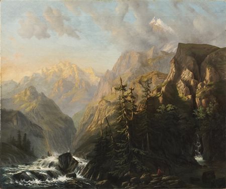 Augustin Pierre F. Carlone "Paesaggio alpino" 1867
olio su tela (cm 75x90)
firma