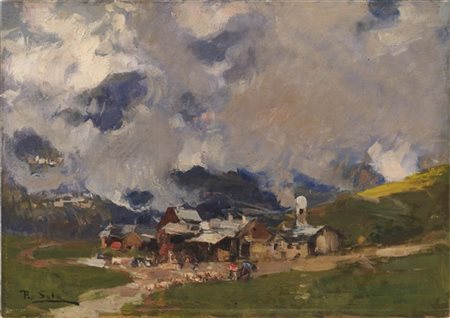 Paolo Sala "Scorcio montano" 
olio su compensato (cm 35x50)
firmato in basso a s