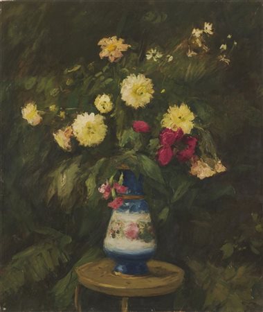 Francesco Filippini "Grande composizione con fiori in vaso" 
olio su tela (cm 10