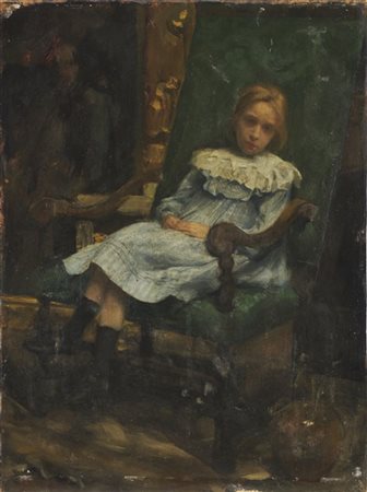 Cesare Ferro Milone "La Valentina" 
olio su tavola (cm 45x34)
al retro: paesaggi