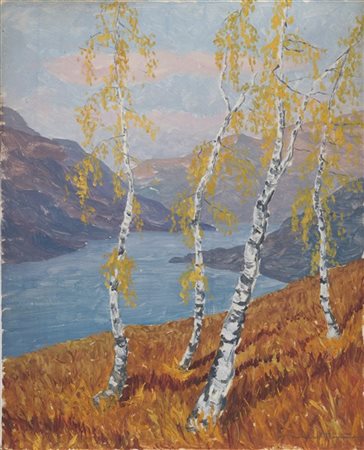 Giovanni Molteni "Betulle" 
olio su compensato (cm 50x40)
firmato in basso a des