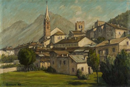 Luigi Binaghi "Scorcio di Bormio" 1935
olio su cartone (cm 40x60)
firmato e data