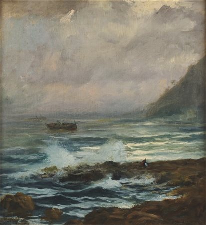 Achille Beltrame "Marina" 
olio su tela (cm 52x47)
firmato in basso a destra
in