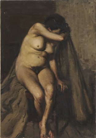 Ivan Karpoff "Nudo femminile" 
olio su tela (cm 130x90)
firmato in basso a destr
