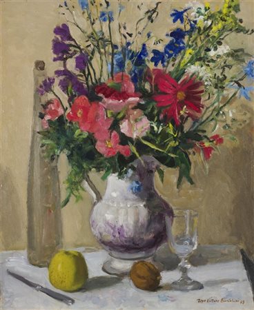 Ugo Vittore Bartolini "Fiori in una brocca" 1968
olio su compensato (cm 54x45)
f