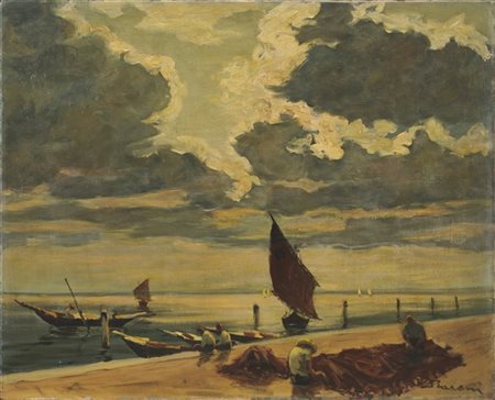 Annibale Scaroni "Nubi (Laguna Veneta)" 1941
olio su tela (cm 65x80)
firmato in