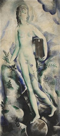 Ignoto di inizio secolo XX

"Figura femminile" 
olio su tela (cm 245x110)
in co