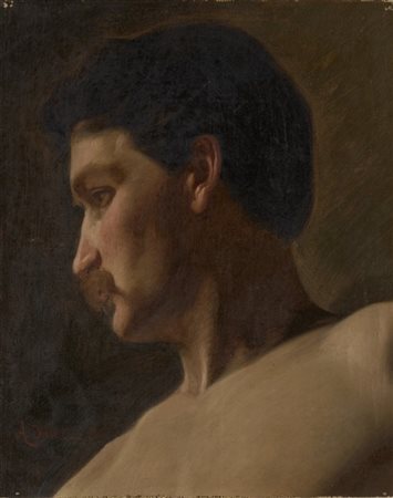 Angelo Dall'Oca Bianca "Studio accademico per ritratto virile" 
olio su tela lib