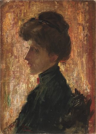 Juan Garcia Ramos "Profilo femminile" Siviglia, 1875
olio su tela applicata a ca