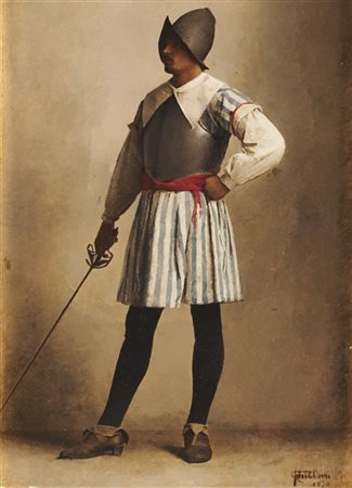 Francesco Ghittoni "Duellante in attesa" 1879
olio su tela (cm 37x25,5)
firmato