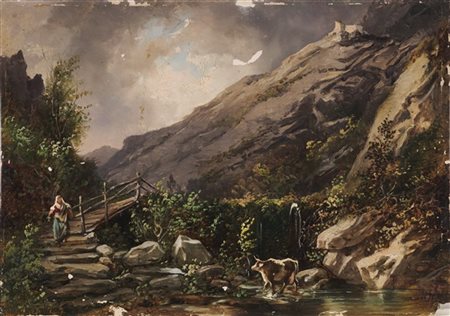 Federico Moja "Al fiume" 1875
olio su carta (cm 17,5x25)
firmato e datato in bas