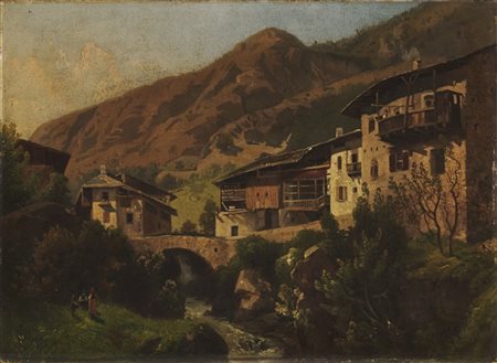 Giovan Battista Ferrari "Crana - Val Vigezzo" 1873
olio su tela (cm 30x44)
firma