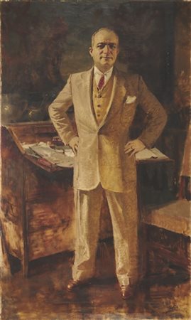 Giuseppe Palanti "Ritratto virile" 
olio su tela (cm 200x118)
firmato in basso a