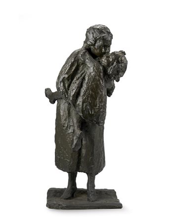 Luigi Panzeri "Amore materno" 
scultura in bronzo (h cm 56) 
firmata alla base (