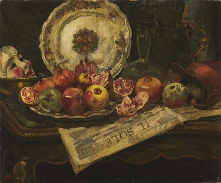 Vittore Zanetti Zilla "Melagrani" 1926
olio su cartone (cm 65x76)
firmato e mono