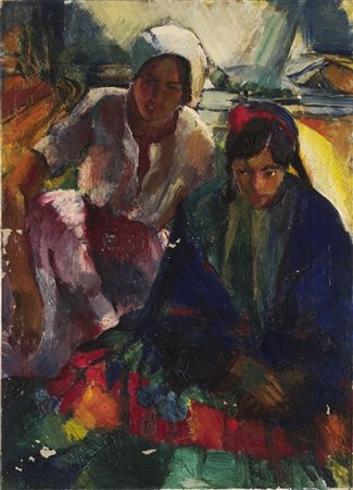 Eszter Mattioni "Le contadine" 
olio su tela (cm 111x80)
firmato in basso a dest