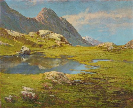 Achille Jemoli "Laghetto alpino" 1922
olio su compensato (cm 70x90)
firmato e da