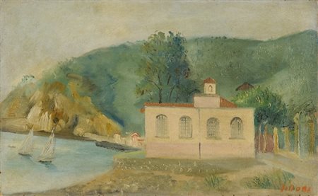 Umberto Lilloni "Casa solitaria a Sestri Levante" 1934
olio su tela (cm 40x66)
f