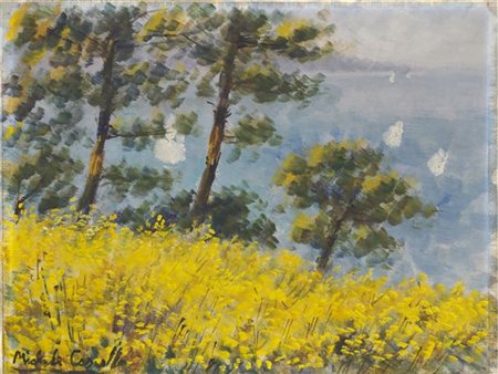 Michele Cascella "Pineta di Portofino" 
olio su tela (cm 30x39)
firmato in basso