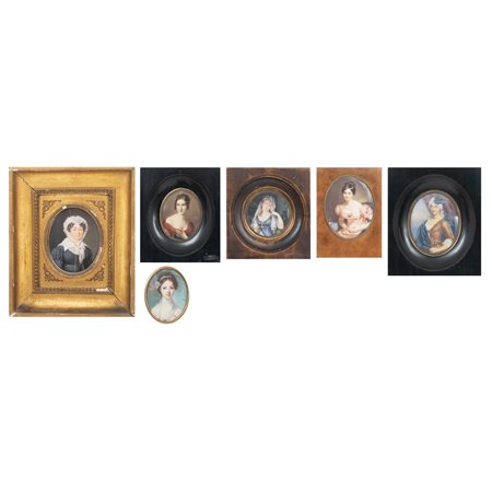 MANIFATTURA EUROPEA DEL XIX/XX SECOLO, Sei miniature su carta