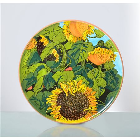 RENZO MESCHIS, Piatto in ceramica smaltata e decorata