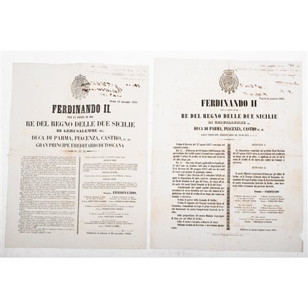 DUE DECRETI A STAMPA DEL REGNO DELLE DUE SICILIE